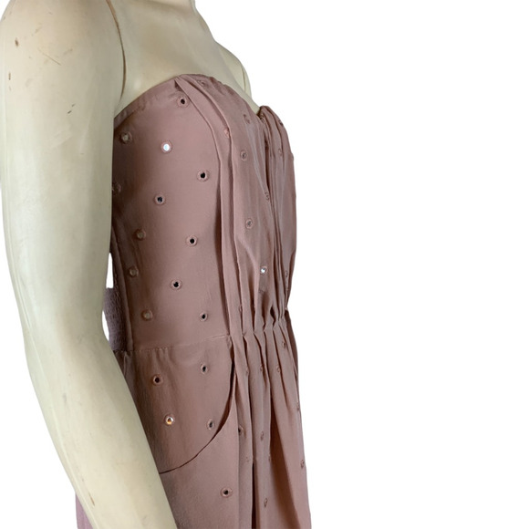 sz 6 Rebecca Taylor Strapless Silk Dress Pink - Picture 5 of 12